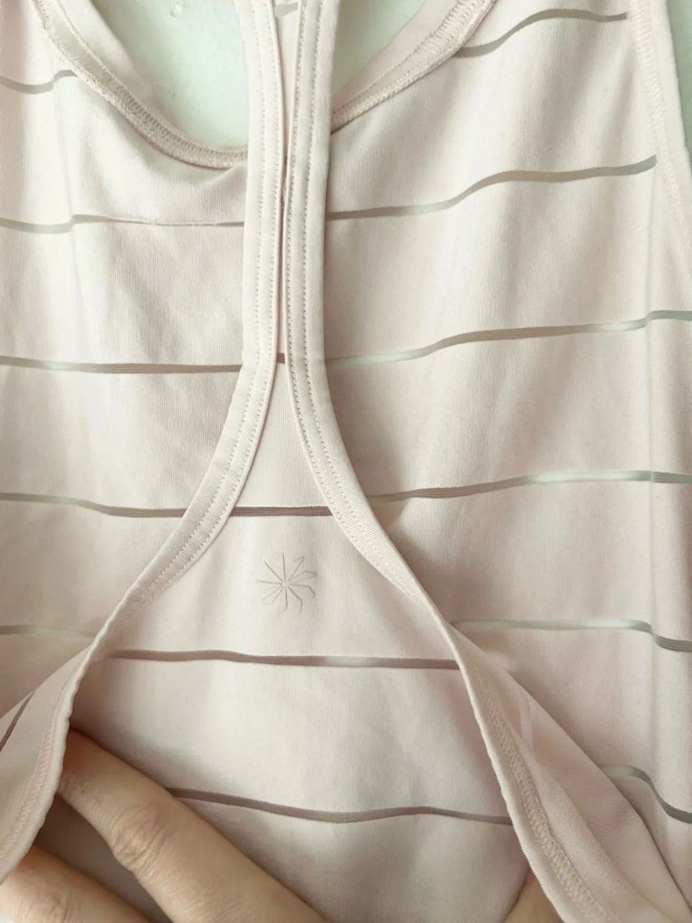 Athleta Light Pink XS Stripe Mesh Chi Tank Racerback Workout Top - Picture 6 of 8